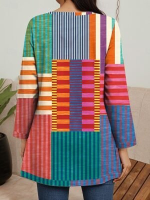 Elegant Regular Fit Geometric Print Long Sleeve Blazer - Image 2