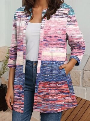 Elegant Regular Fit Geometric Print Long Sleeve Blazer - Image 4