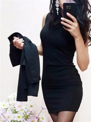 Elegant Regular Fit Patchwork Crew Neck Long Sleeve Mini Dress Set - Image 6