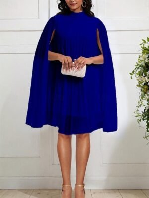 Elegant Regular Fit Plain Turtleneck Long Sleeve Mini Dress - Image 10