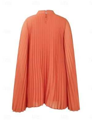 Elegant Regular Fit Plain Turtleneck Long Sleeve Mini Dress - Image 14