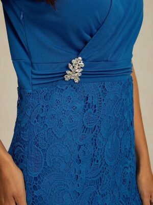 Elegant Regular Fit Plain V Neck Long Sleeve Midi Dress Set - Image 3