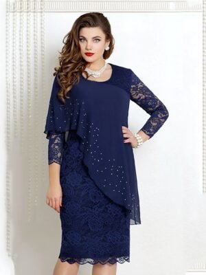 Elegant Regular Fit Pure Colour Crew Neck 3/4 Sleeve Midi Dress - Image 4