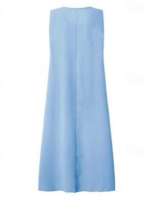 Elegant Regular Fit Pure Colour Crew Neck Half Sleeve Knee Length Dress Set - Image 4
