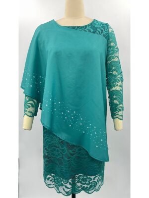 Elegant Regular Fit Pure Colour Crew Neck 3/4 Sleeve Midi Dress - Image 9