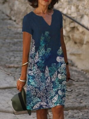 Elegant Regular Fit Sequin Gradient V Neck Short Sleeve Knee-length Cocktail Dress - Image 6