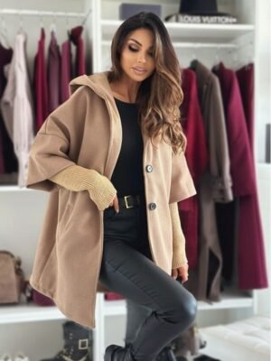 Elegant Regular Fit Solid Colour Lapel Long Sleeve Coat - Image 5