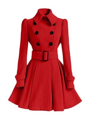 Elegant Regular Fit Solid Colour Turndown Long Sleeve Winter Coat - Image 2