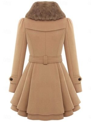 Elegant Regular Fit Solid Colour Turndown Long Sleeve Coat - Image 2