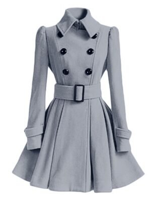 Elegant Regular Fit Solid Colour Turndown Long Sleeve Winter Coat - Image 5