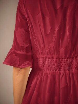 Elegant Regular Fit Solid Colour V Neck Flutter Sleeve Maxi Cocktail Dress - Image 16