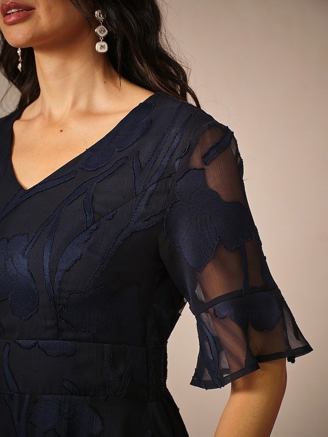 Elegant Regular Fit Solid Colour V Neck Flutter Sleeve Maxi Cocktail Dress - Image 2