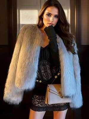 Elegant Regular Fit Solid Crewneck Long Sleeve Cardigan Coat - Image 1