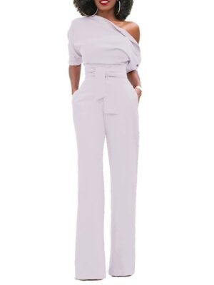 Elegant Regular Fit Solid One Shoulder Half Sleeve Jumpsuit - Image 18