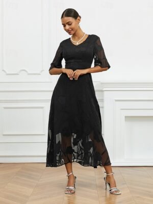 Elegant Regular Fit Solid V Neck Flutter Sleeve Maxi Dress - Image 25