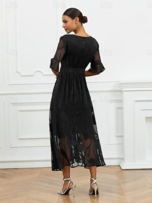 Elegant Regular Fit Solid V Neck Flutter Sleeve Maxi Dress - Image 26