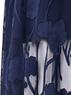 Elegant Regular Fit Solid V Neck Flutter Sleeve Maxi Dress - Image 8