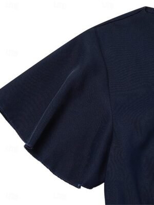 Elegant Regular Fit Solid V Neck Short Sleeve Jumpsuit - Image 5