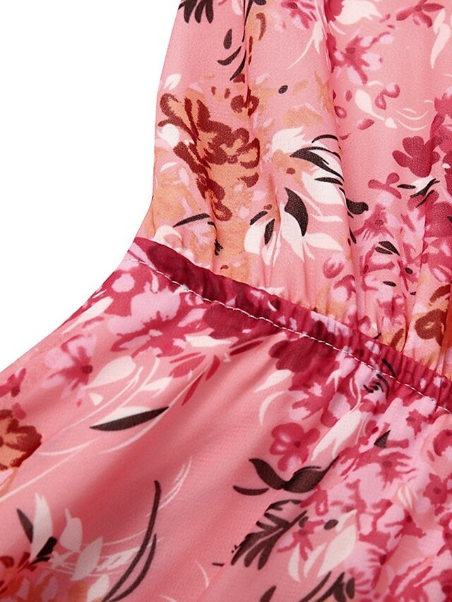 Elegant Regular Floral Deep V Long Sleeve Maxi Dress - Image 8