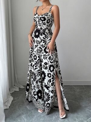 Elegant Regular Floral V Neck Sleeveless Wide Leg Jumpsuit - Image 14
