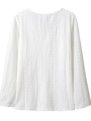 Elegant Regular Lace V Neck Long Sleeve Blouse - Image 6