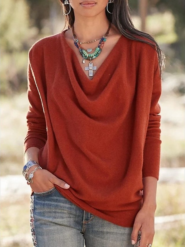 Elegant Regular Plain V Neck Long Sleeve Top - Image 1