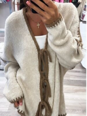 Elegant Regular Pure Colour Open Front Long Sleeve Cardigan - Image 3