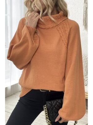 Elegant Regular Pure Turtleneck Long Sleeve Regular Jumper - Image 6