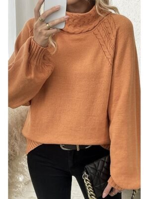Elegant Regular Pure Turtleneck Long Sleeve Regular Jumper - Image 9