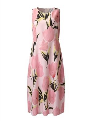 Elegant Ruched Floral Crew Neck 3/4 Sleeve Midi Dress Set - Image 12
