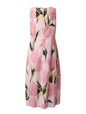 Elegant Ruched Floral Crew Neck 3/4 Sleeve Midi Dress Set - Image 13