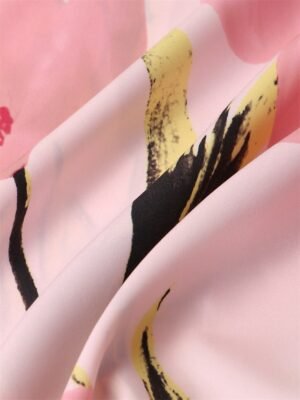 Elegant Ruched Floral Crew Neck 3/4 Sleeve Midi Dress Set - Image 9