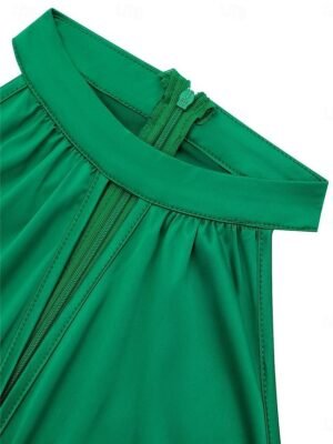 Elegant Ruched Halter Neck Sleeveless Midi Dress - Image 24