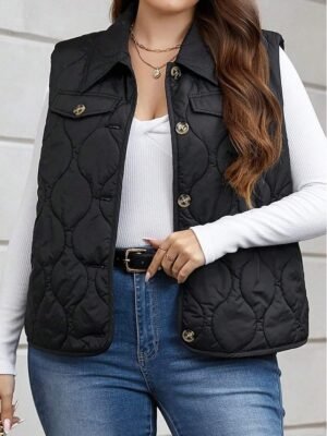 Elegant Sleeveless Crew Neck Black Shrug - Image 1