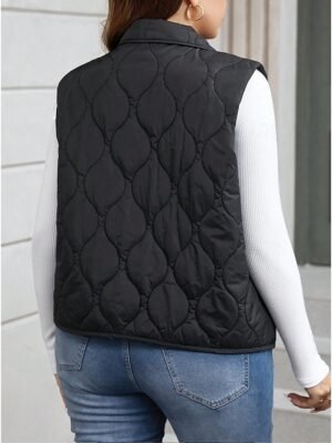 Elegant Sleeveless Crew Neck Black Shrug - Image 2