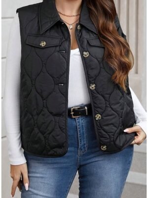 Elegant Sleeveless Crew Neck Black Shrug - Image 3
