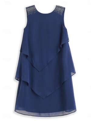 Elegant Sleeveless Plain V Neck Mini Cocktail Dress - Image 14