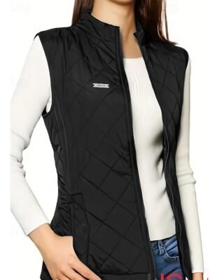 Elegant Sleeveless Solid Turtleneck Long Shrug - Image 1