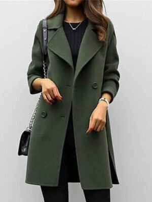 Elegant Slim Fit Double Breasted Long Sleeve Trench Coat - Image 1