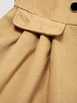 Elegant Slim Fit Double Breasted Long Sleeve Belted Winter Pea Coat - Image 14