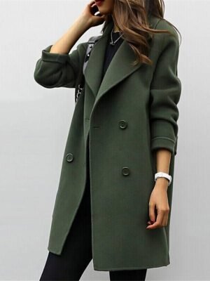 Elegant Slim Fit Double Breasted Long Sleeve Trench Coat - Image 2
