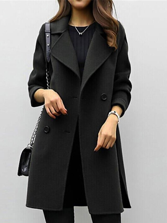 Elegant Slim Fit Double Breasted Long Sleeve Trench Coat - Image 3