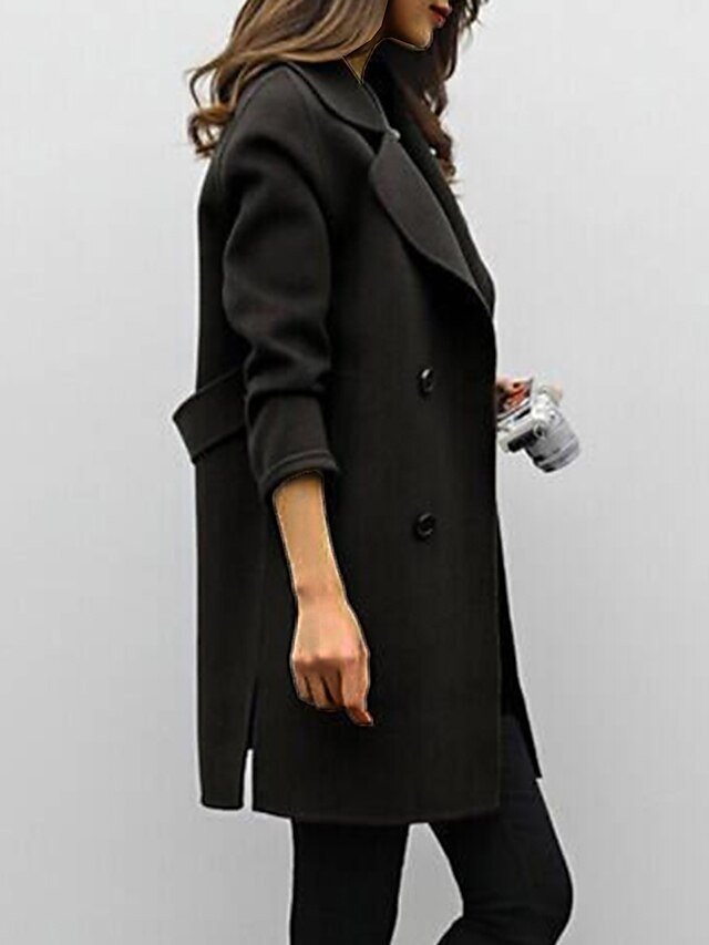 Elegant Slim Fit Double Breasted Long Sleeve Trench Coat - Image 4