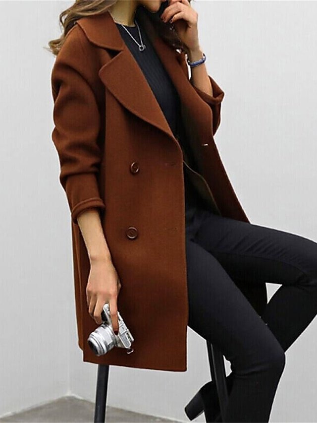 Elegant Slim Fit Double Breasted Long Sleeve Trench Coat - Image 5