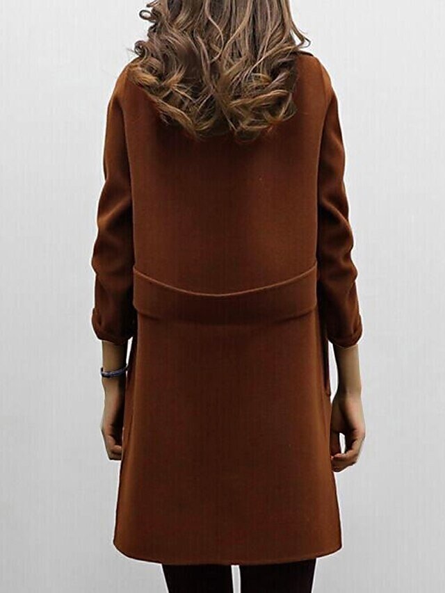 Elegant Slim Fit Double Breasted Long Sleeve Trench Coat - Image 6