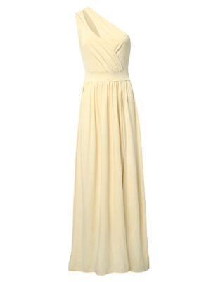 Elegant Slim Floral One Shoulder Sleeveless Maxi Dress - Image 11