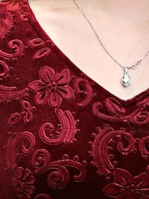 Elegant Slim Floral V Neck Long Sleeve Midi Dress - Image 6