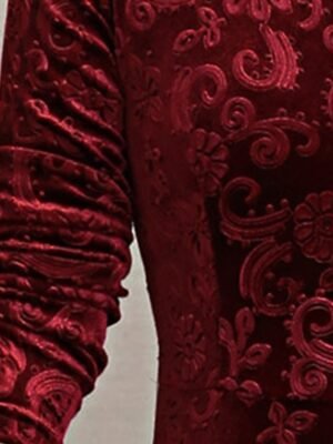 Elegant Slim Floral V Neck Long Sleeve Midi Dress - Image 7