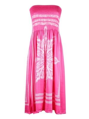 Elegant Standard Fit Graphic Strapless Sleeveless Mini Beach Dress - Image 9