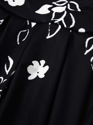 Elegant Stylish Floral V Neck Half Sleeve Midi Tunic Dress - Image 9